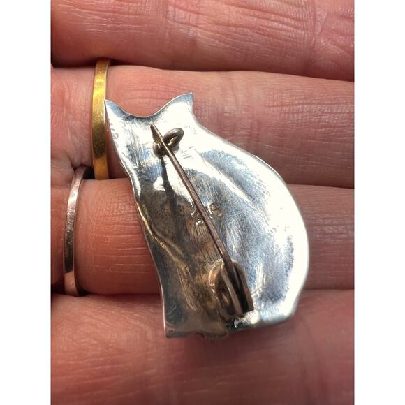 Vintage dead stock Sterling silver cat brooch - Picture 6 of 14